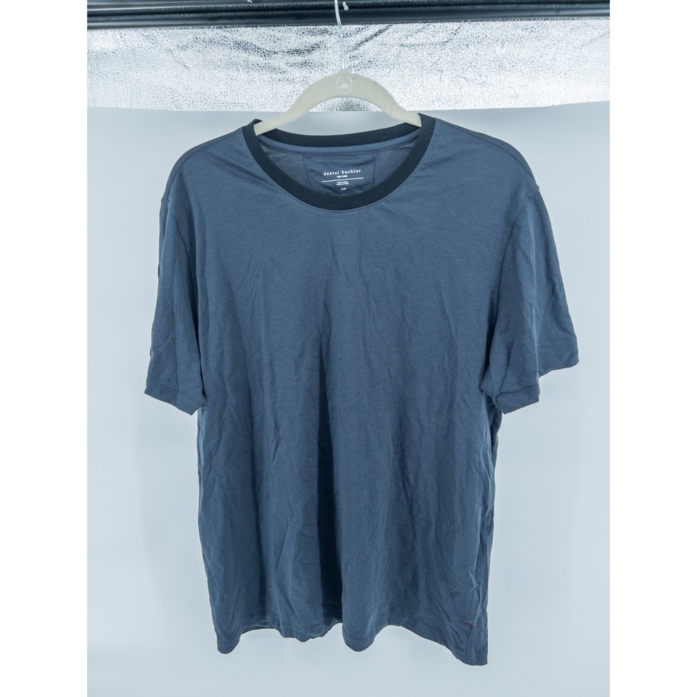 Daniel Buchler New York Mens Large Slate Gray Crew Neck Cotton Blend T-Shirt L/G